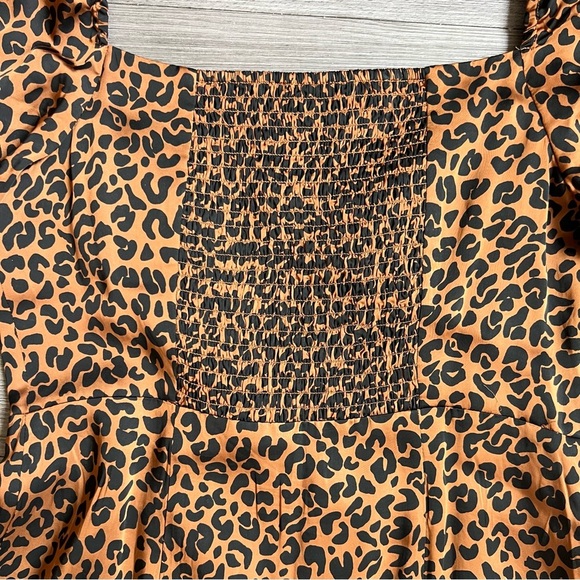 Good American Corset Maxi Cheetah Print Puff Sleeve Button Front Dress Size L - Picture 10 of 10